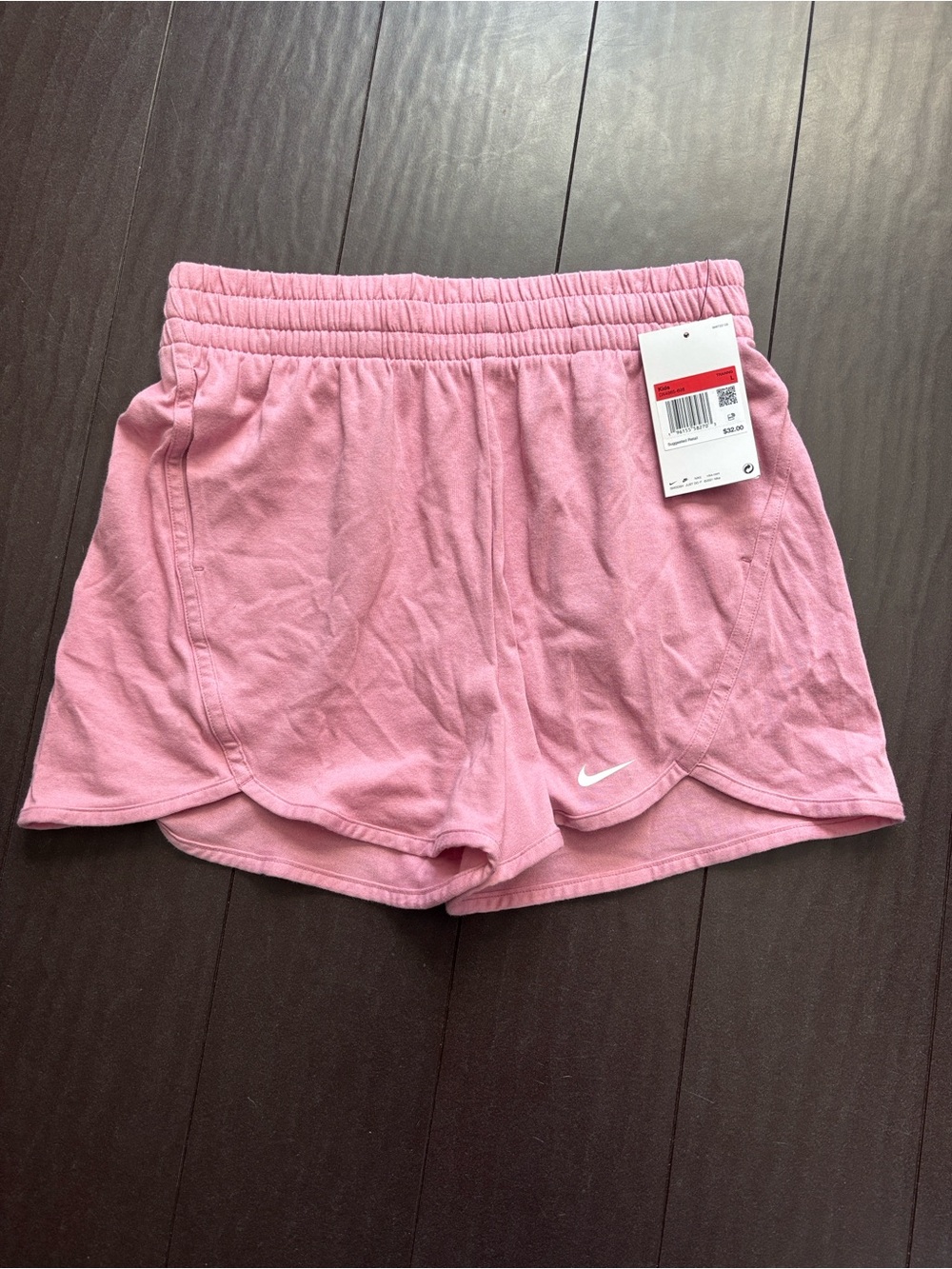 Nike Pink Girls' Athletic Shorts with White Swoosh